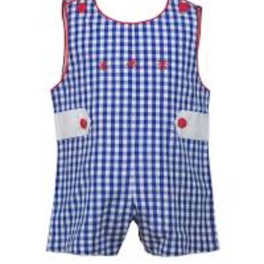 NEW TPP Proper Peony Fireworks Checkered Jon Jon 4th of July plaid patriot 24M